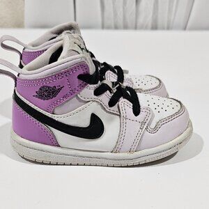 Jordan Air1 Mid ALT TD Barely Grape Purple Baby Toddler Girl Boy Size 7 c